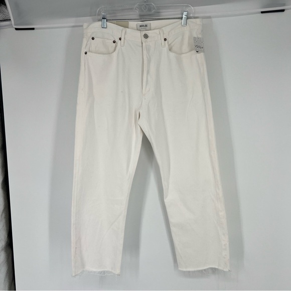 Agolde 90s Crop Mid Rise Loose Classic White Denim Straight Leg Jeans 31 NWT - Picture 2 of 14